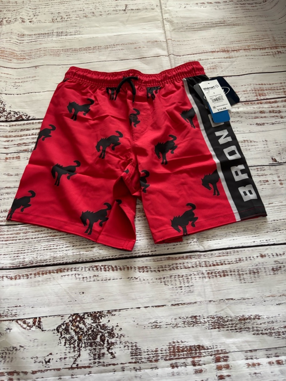 Bronx Red Boys' Athletic Shorts with Black Wolf Print